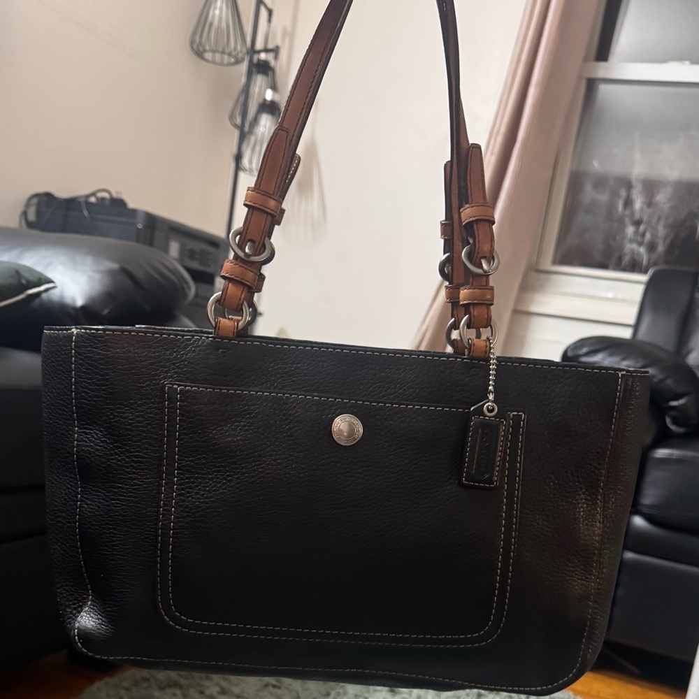 Coach Black and Brown Leather Tote